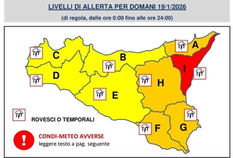 Maltempo Sicilia, allerta rossa e arancione da Messina a Ragusa: temporali, venti di burrasca e forti mareggiate