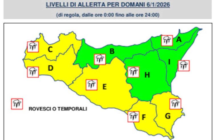 Maltempo Sicilia, Epifania sotto la pioggia: allerta meteo gialla