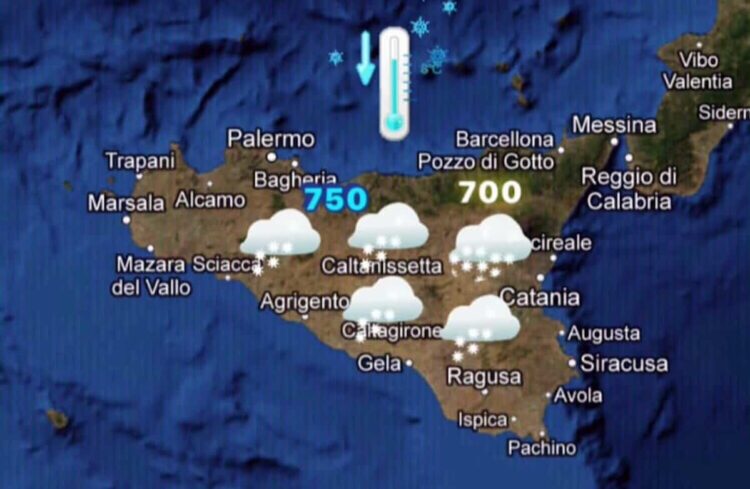 Maltempo Sicilia, arriva il freddo artico: doppio affondo polare con neve, ecco quando