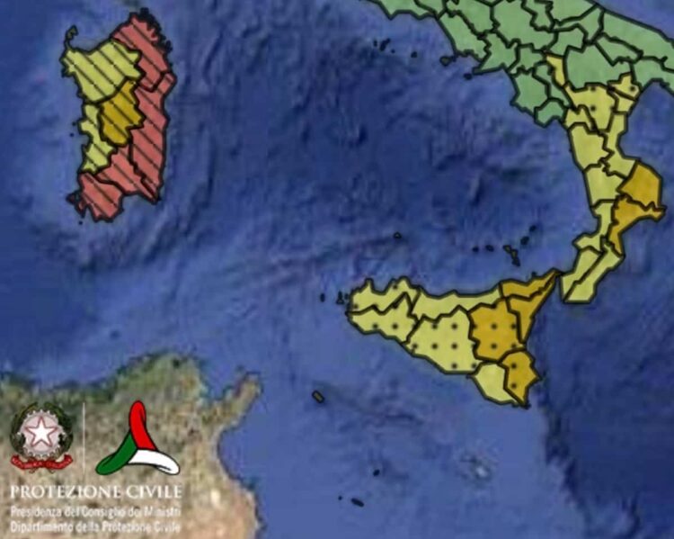 Maltempo: allerta rossa in Sardegna, arancione in parte della Sicilia e Calabria