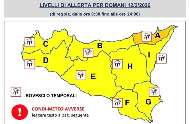 Maltempo Sicilia, allerta meteo per temporali, venti di burrasca forte e fulmini