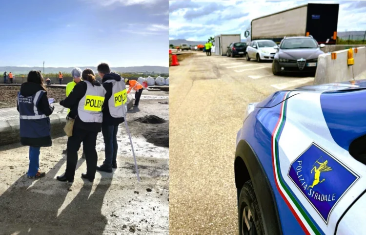 Gela, cantieri stradali lungo la S.S. 117 bis: controlli congiunti dalla Polizia e Ispettorato del Lavoro