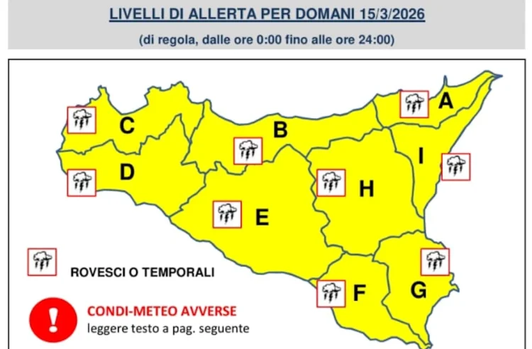 Allerta Gialla in Sicilia: domenica di maltempo con temporali e raffiche di burrasca
