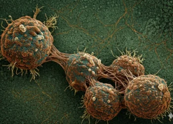 Rappresentazione artistica di un batterio zombie con DNA sintetico