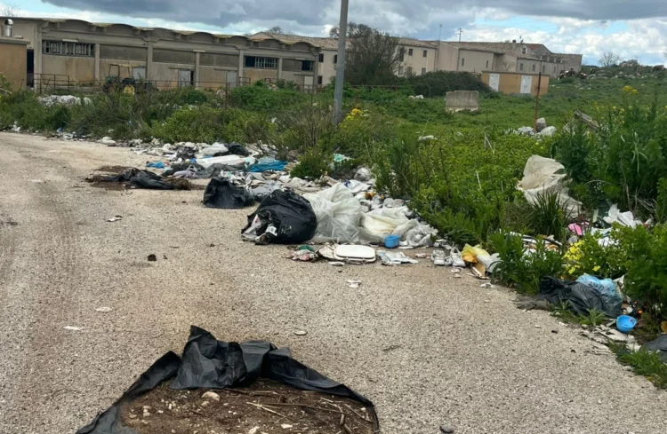 Immagine del degrado a Ragusa in via Capitano Cascone con sterpaglie sui marciapiedi