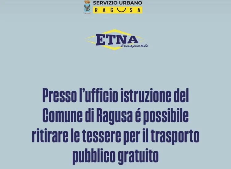 Ragusa trasporto pubblico, in consegna le tessere Under 20 per viaggiare gratis nel 2026