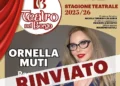 Rinviato lo spettacolo Racconti di Cinema con Ornella Muti