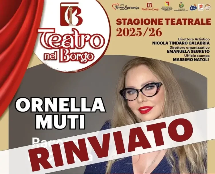 Rinviato lo spettacolo Racconti di Cinema con Ornella Muti