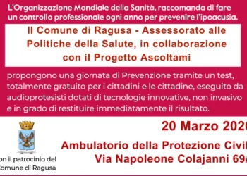 Ragusa, test gratuiti per udito