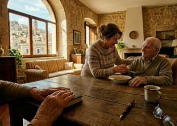su un tavolo di legno che simboleggiano l'assistenza domiciliare a Modica per il bonus caregiver.