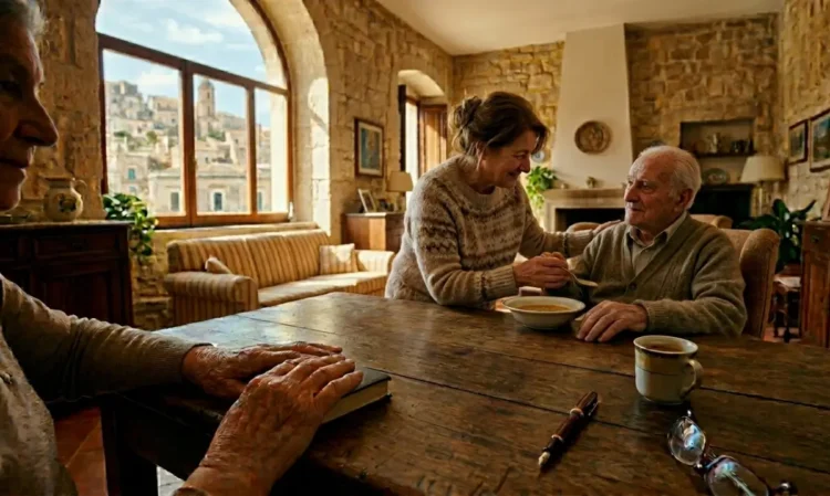 su un tavolo di legno che simboleggiano l'assistenza domiciliare a Modica per il bonus caregiver.