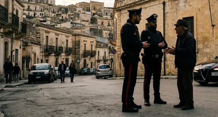 Carabinieri all'esterno della caserma di Riposto dopo l'arresto per lesioni gravissime.