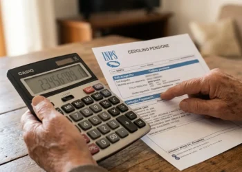 Un pensionato controlla l'estratto conto previdenziale dell'INPS per verificare gli arretrati.