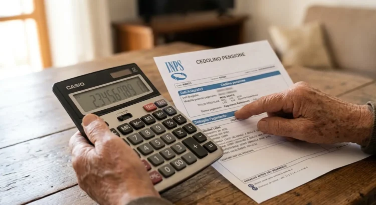 Un pensionato controlla l'estratto conto previdenziale dell'INPS per verificare gli arretrati.