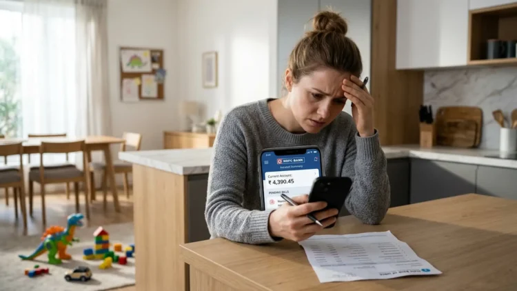 Genitore preoccupato controlla l'importo dell'Assegno Unico aprile 2026 sullo smartphone