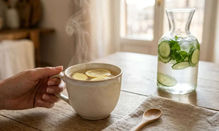 L'uso di tisane e acque aromatizzate aiuta a ridurre il gonfiore e favorisce l'idratazione.