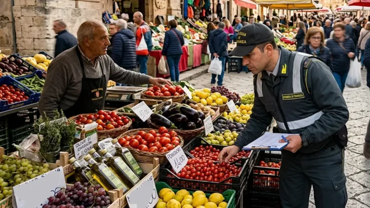 Controlli della Guardia di Finanza al mercato settimanale di Vittoria, Ragusa