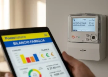 Contatore elettrico digitale con display attivo in una casa moderna