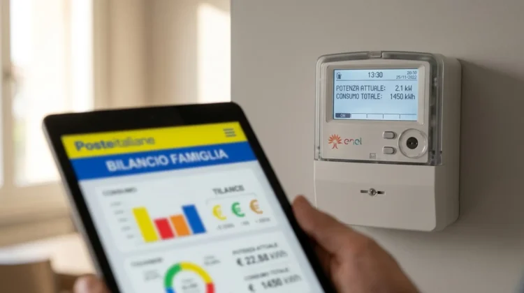 Contatore elettrico digitale con display attivo in una casa moderna