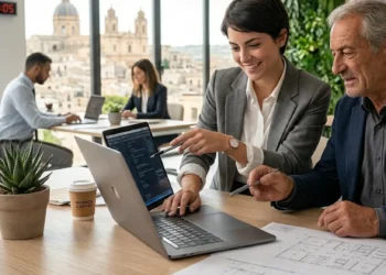 Giovani lavoratori in ufficio che beneficiano del nuovo bonus giovani e donne