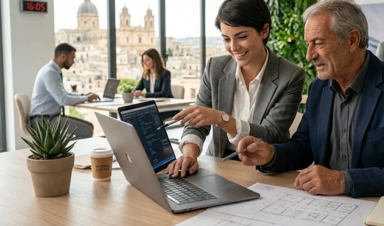 Giovani lavoratori in ufficio che beneficiano del nuovo bonus giovani e donne