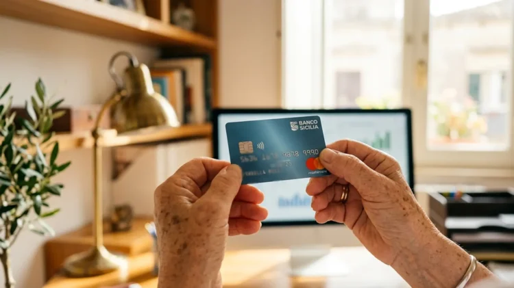 Una mano che tiene una carta per l'erogazione dei sussidi statali Assegno di Inclusione