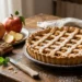 Crostata di mele classica con decorazione a incrocio e zucchero a velo