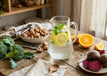 Alimenti sani come broccoli e agrumi per una dieta detox dopo l'alcol