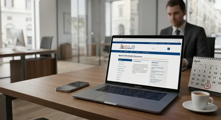 Schermo di un computer con il sito della Riscossione per la domanda di rottamazione quinquies