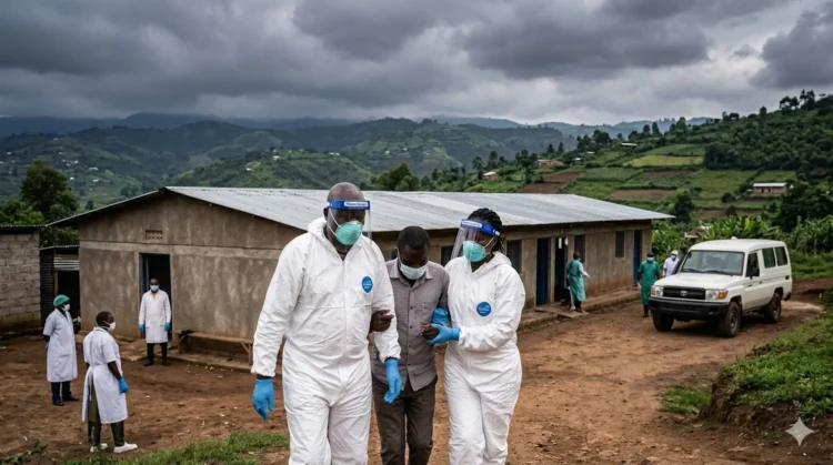 Operatori sanitari in tute protettive nel distretto di Mpanda in Burundi