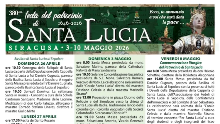 Celebrazione della Festa del Patrocinio di Santa Lucia in Piazza Duomo a Siracusa