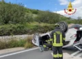 Vigili del Fuoco e Polizia sul luogo di un incidente stradale a Ragusa in contrada Pozzillo sulla SP81.