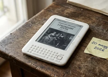 Un Kindle di prima generazione su una scrivania, simbolo della fine del supporto Amazon prevista per il 20 maggio 2026