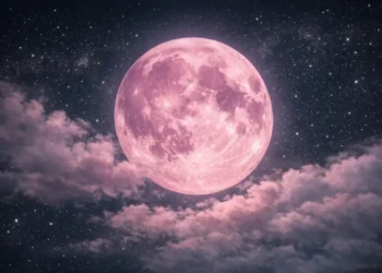 La splendida luna rosa aprile 2026 brilla nel cielo notturno