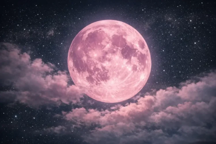 La splendida luna rosa aprile 2026 brilla nel cielo notturno