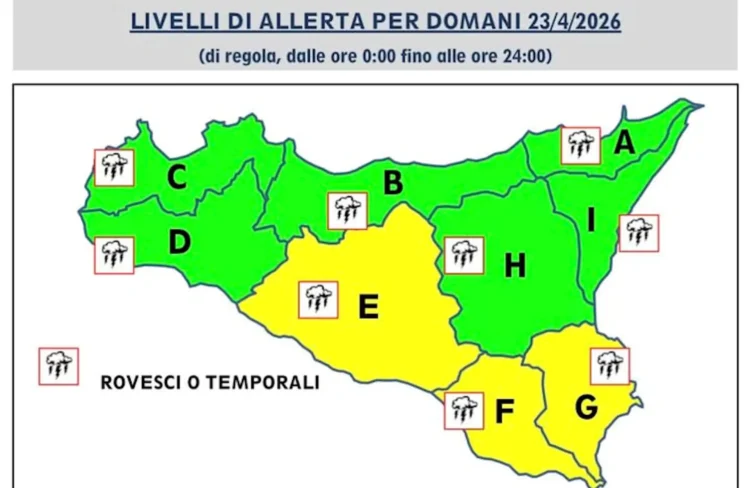 Maltempo in Sicilia: freddo balcanico e allerta gialla domani 23 aprile