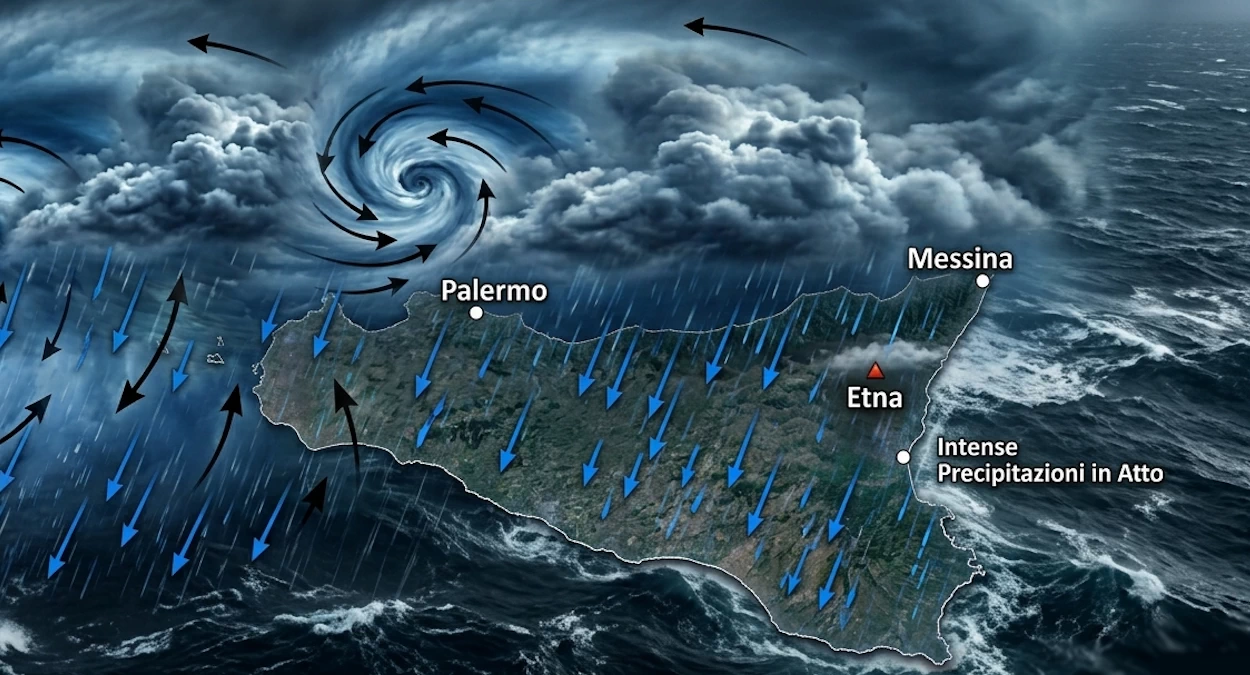 Maltempo Sicilia oggi: ciclone Erminio porta pioggia e freddo
