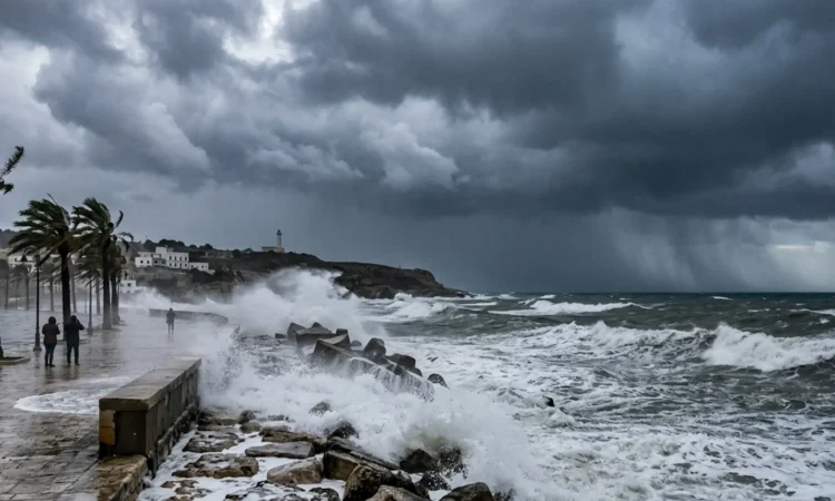 Forte mareggiata e vento intenso sulle coste della Sicilia durante l'allerta meteo