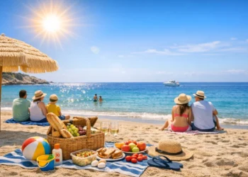 Spiaggia siciliana assolata con cielo limpido per le previsioni meteo Pasquetta Sicilia