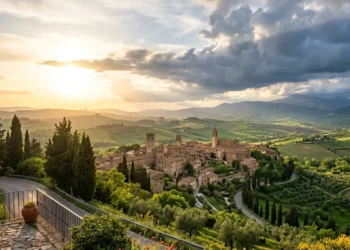 Cielo variabile sopra un paesaggio italiano durante il weekend del 25 aprile