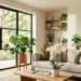 Selezione di piante da interno eleganti in un soggiorno moderno e luminoso