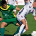 Un'azione di gioco durante la partita di calcio tra Modica e Palazzolo allo stadio Pietro Scollo.