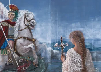 Il dittico di Ilde Barone con San Giorgio e Santa Margherita esposto alla mostra Santi di Modica, destinato al Duomo