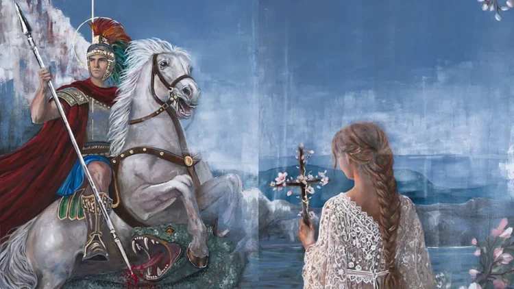 Il dittico di Ilde Barone con San Giorgio e Santa Margherita esposto alla mostra Santi di Modica, destinato al Duomo