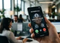 Smartphone che mostra una chiamata in arrivo con il nuovo sistema di numerazione AGCom