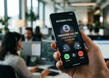 Smartphone che mostra una chiamata in arrivo con il nuovo sistema di numerazione AGCom