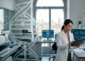 Ricercatore medico analizza dati su nuove terapie per il tumore del polmone