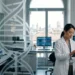 Ricercatore medico analizza dati su nuove terapie per il tumore del polmone