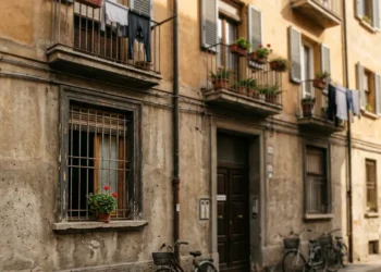 FOTO REPERTORIO - Palazzo residenziale nel quartiere Pilastro di Bologna con finestra aperta al secondo piano, luogo della caduta del bambino di 18 mesi