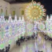 La scalinata della Basilica dell'Annunziata illuminata artisticamente per il Sabato Santo a Comiso